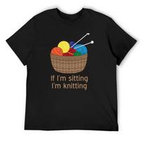 If I'm Sitting, I'm Knitting T-Shirt S juoda
