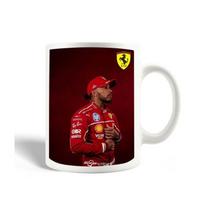 Ceramic Mug - MANIACASE - Lewis Hamilton Official Ferrari Wallpaper - White - 30 cl - Dishwasher and Microwave Safe