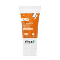 The Derma Co 1% Hyaluronic Sunscreen Aqua Gel SPF 50 PA++++ | Hydrating, Lightweight & Non-Greasy | No White Cast | Broad Spectrum & Blue Light