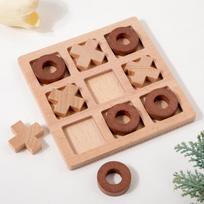 Wooden Tic-Tac-Toe Educational Game for Kids & Adults - Parent-Child Interaction & Brainpower Activity