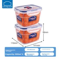 LOCK&LOCK Food Storage Containers, Microwave-Safe Lunch Boxes, Plastic Meal Boxes, Sealed Bento Boxes, Storage Containers, 800ML*2 Rectangular