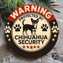 Warning Protected By Chihuahua Security Tin Sign  Vintage Durable Metal Plaque Wall Decor Dog Lover Home Office Bar Man Cave W 20x20cm(8x8inch)