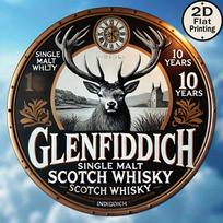 Glenfiddich  Years Single Malt Scotch Whisky Round Metal Sign D Flat Printed Vintage Stag and Castle Art Tin Plaque Distill 20x20cm(8x8inch)