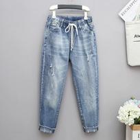 XL-6XL Dydžio džinsai Moterims Džinsai-Mama Moteriai Elastingi Aukšto Liemens Mėlyni Laisvi Džinsai Džinsiniai Rėžyti Džinsai Moteriškos Haremų Kelnės 1XL gray