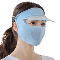 Solid Color Sunscreen Veil Face Gini Mask Womne Sun Hats Summer Sunscreen Mask Driving Face Mask mėlyna