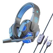 Wired Gaming Headset For Pc Ps4 40mm Drivers Leather Ear Cushions 22m Cord Mic Gamers Home Office BlackBlue LED