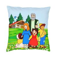 Heidi And Her Relatives In Front Of The Chalet Cushion Cover Print Floor Pillow Case For Living Room Pillowcase Home Decorative Peach skin 18*18(CM)-1Pcs