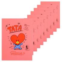 BT21 Vidurinės ir Aukštosios mokyklos sąsiuvinis su linijomis, 10 vnt. rinkinys, 4 variantai (TATA, MANG, CHIMMY, COOKY) raudona
