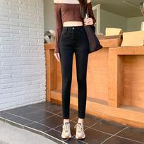 Personalized casual high-waisted elastic slim-fitting jeans women's autumn and winter new thin and high small-footed jeans 26 juoda