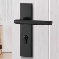 Black Iron Door Lock Model J021 Anti-Rust Key Lock Complete Set with Custom Logo Installation Durable and Convenient (Black,Wood Door&Iron&Door Lock) juoda