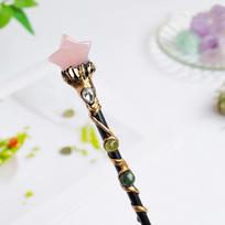 Halloween Prop Fairy Stick Crystal Ball Magic Scepter Creative Crystal Magic Wand  Holiday Gift Star pink