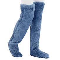 Over Knee Fuzzy Socks Plush Thigh High Stockings Fuzzy Long Leg Warmers Warm Winter Soft Home Sleeping Socks Gifts mėlyna