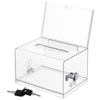 Easy to Assemble Transparent Donation Box for Charity Event Raffles Plastic Materials Confidential Storage Case 1 white