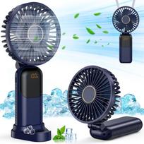 Portable Handheld Fan, USB Rechargeable Personal Cooling Device with 5-Speed Wind Settings, Silent Mode Fast Airflow Technology, Foldable Fan with Int