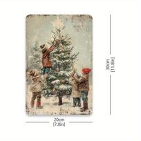 Kaimiškas geležies ženklas x coliai Vintažinis vaikų Kalėdų eglutės metalo sienos menas namams, restoranui, kavinei ar garažo dekoravimui 20x30cm（7.8x11.8inch）