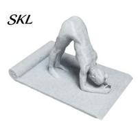 Compact Office Desk Accessory Yoga Shape Phone Stand, Creative Desktop Sculpture, Imitation Stone Space Saving Ornament Texture Decorative Ornament, pilka
