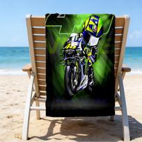 Rider Speeding Through Neon Light Microfiber Beach Towel, Lightweight And Quick-Dry, for Summer Travel, Beach Essential, Swimming Pool Outdoor 70cmx140cm(27x55inch)
