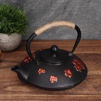 0.9L Capacity Cast Iron Teapot Copper Handle Tea Pot Kettle Classic Iron Kettle  For Home