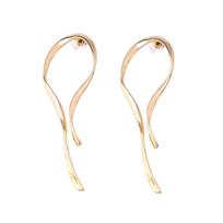 Gold Silver Color Asymmetric Line Earrings Irregular Shape Metal Earrings  Party Festival auksas