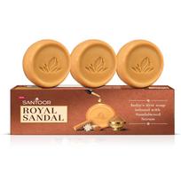 Santoor Royal Sandal Detan Pack | 3 Soaps (150g Each) | 100% Sandalwood Oil & Powder | 3-Step Natural Detan | Reduces tan, Improves complexion, Even
