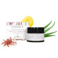 SADHEV Ayurvedic Aloe Vera & Saffron Gel with Kumkumadi Tailam | Brightens, Hydrates & Reduces Blemishes | Treats Acne, Dark Spots & Signs of Agein white