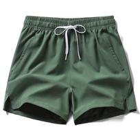 Gym Shorts Mens Sports Sweatpants Pockets Gym Casual Shorts Basic Lightweight Pants Running Jogging Beach Shorts Men Swimwear Asian M(40-55Kg) armijos žalia spalva