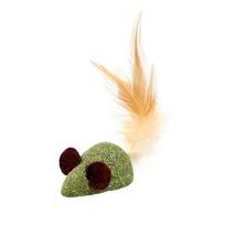 Cute Mouse Shaped Catnip Chew Toy with Feather Tail Teaser Internet-Famous Stocked for Cats Cat Grass Snack Pet Supplies (Army Green,F) armijos žalia spalva
