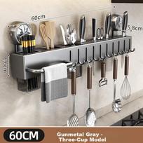 MUYA Suction Cup Stainless Steel Knife Rack 2025 New Multifunctional Kitchen Knife and Chopsticks Holder Integrated Storage Rack