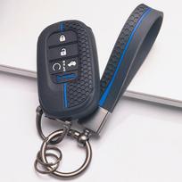 Anti Lost Silicone Keychain Lanyard for Honda Civic Accord Inspire HRV CRV Pilot with Keychain Honeycomb Texture Racing Stripe Car Remote Key Sleeve juoda