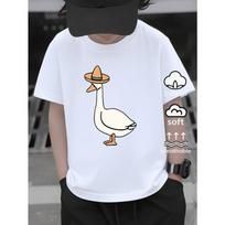 European sizes Boys' Cotton T-shirt Duck Wearing Sombrero Green Background, Ideal for Outdoor Activities, Soft Knitted Top, Comfortable And Breathable 110 balta