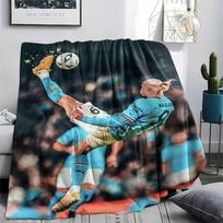 Erling Haaland spausdinta flanelinė antklodė, minkštas pledas miegamojo sofai, skalbiama, futbolo gerbėjų atributika, puiki dovana. 80cm x 120cm orange