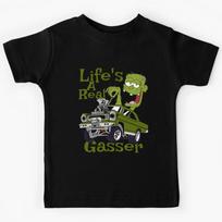 Hot Rod Gasser Cartoon Outlaw Drag Racing Blown Street Car Kids T-Shirt 170