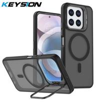 KEYSION Lens Stand Magnetic Phone Case for MagSafe for HONOR X6c X5b Plus Matte Translucent Shockproof Cover for Honor X5b Plus X6c for Honor X6c juoda