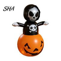 PVC Waterproof Inflatable Grim Reaper Halloween Decoration, Large Spooky Blow Up Easy Setup Prop with Pumpkin for Yard, Lawn, Porch, Haunted Without Light