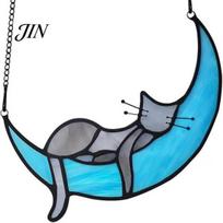 Acrylic Cat Suncatcher Hanging Pendant with Chain, Animal Ornament for Window Gift Home Wall Decor, Cute Lover Room Decoration Creative 15cm D