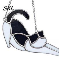 Acrylic Cat Suncatcher Hanging Pendant with Chain, Animal Ornament for Window Light Translucent Wall Decor, Cute Lover Gift Home Room Decoration Decor 15cm F