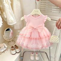 Sweet Girls Summer Tulle Tutu Dress Stylish Princess Party Gown For Kids Baby Children Casual Wear 80cm rožinė
