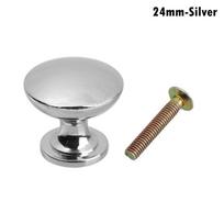 Antique Brass Dresser Cabinet Round Shape Cabinet Pulls Wardrobe Pulls Drawer Knob Door Handle 24mm-Silver