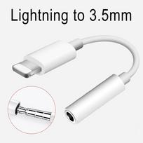 „IPhone Lightning“ iki 3,5 mm ausinių ausinių lizdo „Aux“ adapterio laido adapteris balta