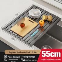 Kitchen Sink Foldable Roll-up Drying Rack gray