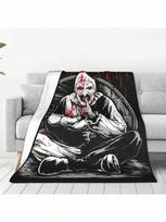 Terrifier Horror Movie Halloween Knitted Blanket Art The Clown Flannel Throw Blankets Bed Couch Lightweight Breathable Rug Piece 75X95CM pilka spalva