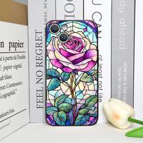 Spalvingas stiklo stiliaus rožių gėlių rašto telefono dėklas, skirtas iPhone 17 16 12 11 14 Plus 13 14 15 Pro Max Mini X XS, gėlėtas minkštas dangtelis iPhone 13 mini