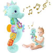 Plush Musical Caterpillar Sensory Toy for Babies 0-13M, Tummy Time Infant Toy with Crinkle, Rattle & Music Box, Compatible with Newborn Girls Gifts