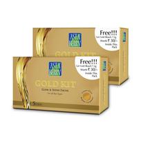 Astaberry Gold Facial Kit With Free Bleach - 5 Step Ultimate look | Skin radiant | Pack of 2 (50ml + 7.2g x2 )