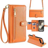 GUOMAI Wallet Case For MOTO G54 5G / MOTO G84 5G Phone Case,PU Leather Crossbody Flip Cover , Card Slots & Zipper Pocket, With Strap & Wristlet MOTO G84 5G oranžinė