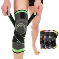 Sports Entertainment Spring-Supported Breathable Anti-Slip Cushioning Compression Nylon+Spandex Knee Brace for Basketball žalia