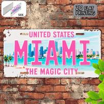 High Definition Metal Tin Sign United States Miami The Magic City Vintage License Plate Style Wall Art Decor for Home Garage Bar 15x30cm(5.9x7.8inch)