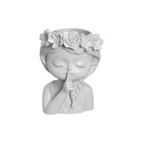 Resin Plant Pot Home Decor Desktop Ornaments Pretty Girl Storage Can  Indoor Planters Grey Silent
