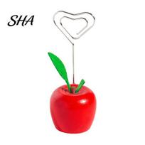 Wooden Base Memo Clip Cute Mushroom/Fruit Card Holder, Holder Stand, Single Photo Waterproof Desk Organizer Picture Display Clip, Desktop Note Message A