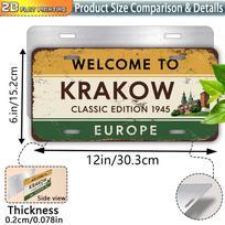 D Flat Vintažinis Krokuvos Lenkijos Žemėlapis Vėliava Metalo Ženklas HeavyDuty Aliuminio x (xcm) Retro Europos Miesto Sienos Menas Lenkų 15x30cm(5.9x7.8inch) orange